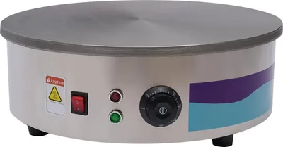 Produktbild von Crêpe-Maker - Pfannkuchenmaschine - 45 cm Gusseisenplatte - 3000 W - 50–300 °C Thermostat - Edelstahlgehäuse - Tischgerät - Inkl. Teigverteiler & Spatel