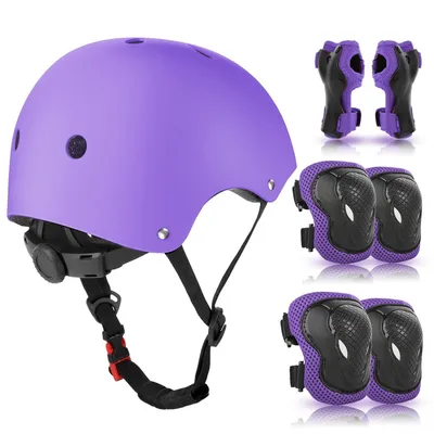 Produktbild von Knieschoner Kinder mit Helm, Schonerset Kinder 3-10 Jahre, Knieschützer Inliner Kinder Schutzausrüstung für Inliner Skateboard Fahrrad Rollschuh