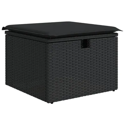 Obrázok produktu pre vidaXL Záhradná stolička s vankúšom čierna 55x55x37 cm Poly ratan