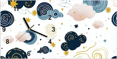 Produktbild von Wanduhr aus Glas mit Motiv Wirbelwolken Design- 60 x 30 cm - inkl. Aufhängesystem