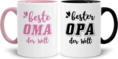 Image de Meilleure grand-mère Meilleur grand-père Set de 2 tasses | Cadeaux de Noël 350ml avec slogan
