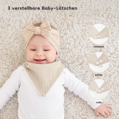 Immagine prodotto di Sciarpa triangolare per neonati, realizzata in mussola, adatta a bambini e bambine - Sciarpe per neonati