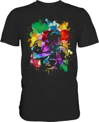 Produktbild von Bunter American Football Spieler T-Shirt – Black / 3XL