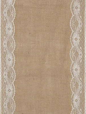 Produktbild von Tischläufer Jute mit Spitze natur-creme 28cm x 2m