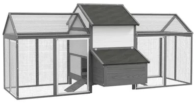 Immagine prodotto di Pollaio con doppio accesso esterno, nido e posatoi | Colore: Grigio | Dimensioni: 125x247x113,5 cm