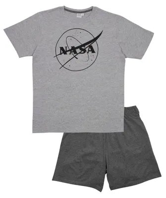 Produktbild von NASA Schlafanzug für Männer - Pyjama Set Kurzarm Oberteil mit Hose Grau L