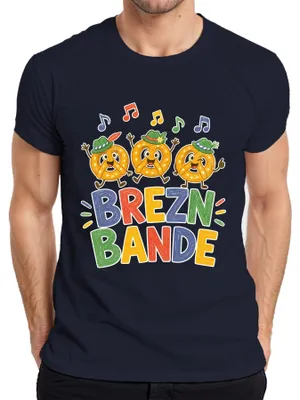 Immagine prodotto di Brezn Bande, maglietta da uomo per l'Oktoberfest, stile bavarese, divertente, con motivo "lederhosen" e "dirndl", colore blu navy, taglia XXL