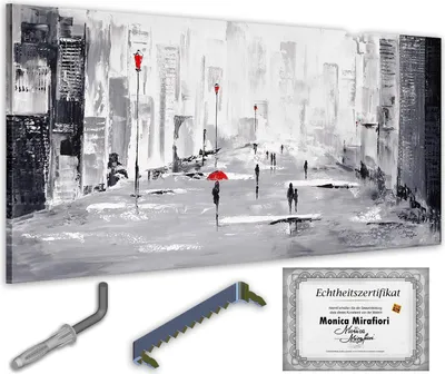 Produktbild von Monica Mirafiori I 100% HANDGEMALT I Gemälde "It's Raining" I 140x70cm | Gemälde Handgemalt | Acrylgemälde | Sehr Großes Acrylbild I Moderne Kunst I Kunstbilder
