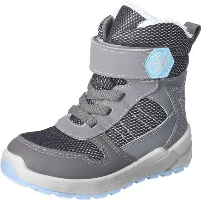 Produktbild von RICOSTA Boots GELA mit wasserdichter Membran HighTech/Textil Klettverschluss Warmfutter Mädchen graphit Grau/Hellblau Schneeflocke Größe 36