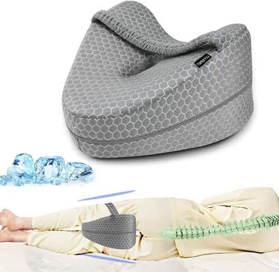 Immagine prodotto di Cuscino per le ginocchia - Cuscino per il letto - Sonno confortevole - Design ergonomico - 26x28x17 cm - Grigio
