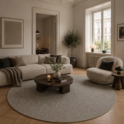 Produktbild von Natur Sisal-Optik Teppich Taff Grau Rund, Größe:300 cm Rund