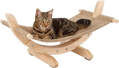 Image de Kerbl Canapé pour chats hamac SIESTA 2.0, brun avec support en bois, 61x37x29cm ; 81559
