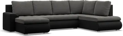 Produktbild von U-Sofa mit Schlaffunktion Foresta, Ottomane, Dunkelgrau + Schwarz