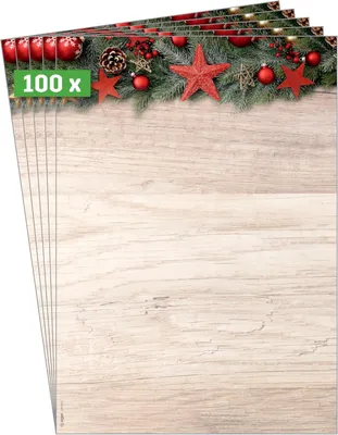 Produktbild von SIGEL DP442 Weihnachts-Motiv-Papier "Chalet Style" - beige, rot, grün - 90 g/m² - A4 - 100 Blatt