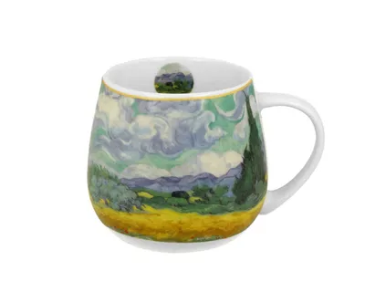 Zdjęcie produktu dla Kubek DUO ART GALLERY Barrel 430 ml WHEAT FIELD inspirowany Van Goghiem, porcelana New Bone China