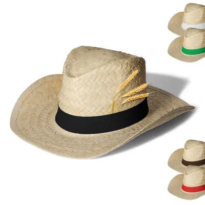 Obrázek produktu pro Strohhut "Texas" uni – univerzální sluneční klobouk pro dámy i pány – stylový kovbojský klobouk se zapínáním na suchý zip – přírodní barva/černá