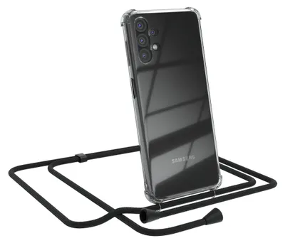 Produktbild von EAZY CASE Handykette kompatibel mit Samsung Galaxy A32 5G, Handyhülle mit Umhängeband, Handykordel, Schutzhülle Clear, Band in Schwarz