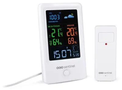 Obrázok produktu pre Meteorologická stanica s bezdrôtovým senzorom, SCS SENTINEL MeteoColor HCN0076, dosah 60 m, 433,92 MHz, biela