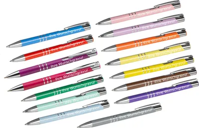 Produktbild von 15 Kugelschreiber aus Metall / 15 Farben