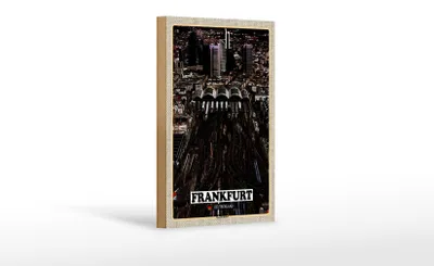 Produktbild von Holzschild Städte Frankfurt Blick auf Hauptbahnhof 12x18 cm