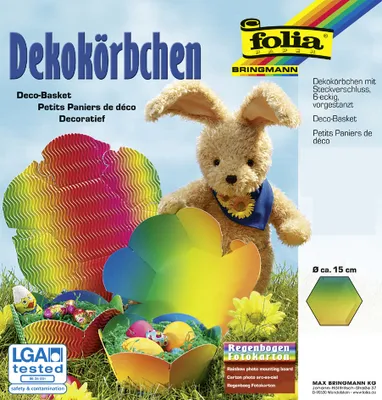 Produktbild von folia Dekokörbchen aus Regenbogenkarton Durchmesser 150 mm 24 Stück