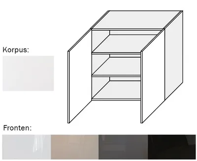Image de Armoire suspendue (EST-WE/80) 2 portes, 80 cm, blanc perle mat, façade en acrylique, couleur au choix