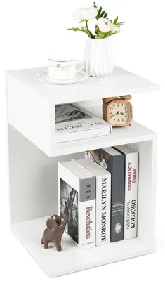 Immagine prodotto di Tavolino da divano con struttura a forma di S CA11241WH, 33 x 33 x 50 cm, bianco - B