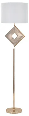 Immagine prodotto di Lampada da Terra Move 161cm - Piantana Glam in Metallo Oro e Tessuto Bianco - Design Geometrico Decorativo - E27 40W