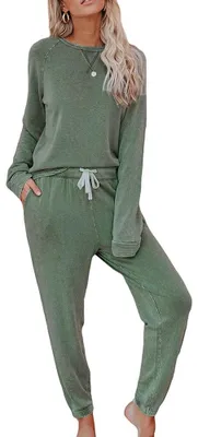 Produktbild von Zweiteiliges Damen-Pyjama-Set aus Baumwolle, bestehend aus langärmliger Nachtwäsche und Pyjamahose.