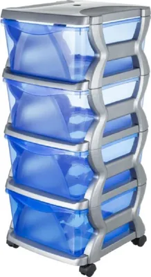 Obrázek produktu pro Bama Insieme Ladesysteem met Wieltjes 4 Laden 36x40x80 cm Zilver/Blauw/Transparant