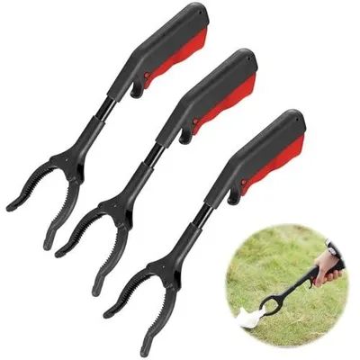 Zdjęcie produktu dla Szczypce do zbierania śmieci dla seniorów ergonomiczne 28 cm zestaw 3 szt.
