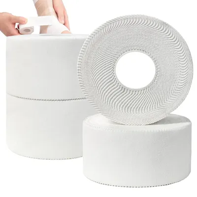 Image de Lot de 4 rouleaux de ruban adhésif sportif, 3,8 cm x 10 m, déchirable, non élastique, hypoallergénique, pour le sport et la thérapie
