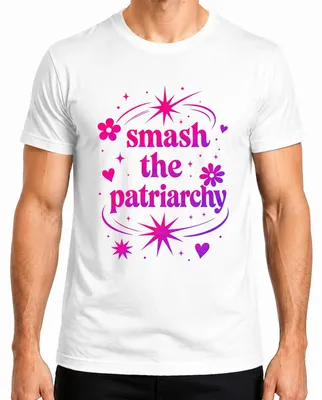 Obrázek produktu pro Tričko "Smash The Patriarchy", feministické, s nápisem "Feminismus", bílé barvy, velikost XL. (Styl: sarkastický)