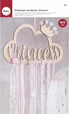 Immagine prodotto di Kit per ciondolo "Principessa" in legno con nastri