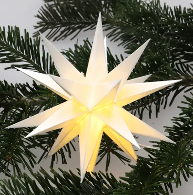 Produktbild von LED Ministern Baltasar für Innen, Außen - Weiß / Komplettset mit Batteriebox, 3xAA, 4,5 V, Kunststoff, 18*18*18 cm, Weihnachtsstern, Adventsstern