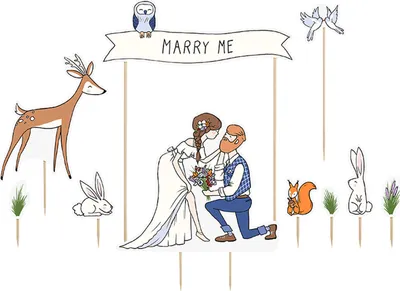 Produktbild von Cake Topper - Marry Me / Heirate mich