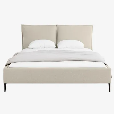 Produktbild von MNUUO Polsterbett MEVOO mit Bettkasten Beige 180 x 200 cm Hebbarer Metall-Lattenrost