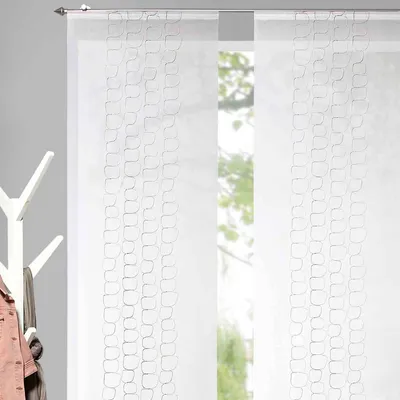 Produktbild von Schiebevorhang Batistoptik mit Glanzfaden-Applikation weiß creme 60x245cm