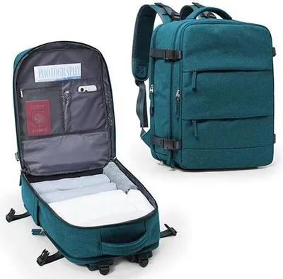 Produktbild von Kabinengepäck Rucksack 45x36x20 Laptop Tasche schwarz für Herren Damen