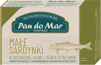 SARDYNKI EUROPEJSKIE W BIO OLIWIE Z OLIWEK EXTRA VIRGIN 120 g - PAN DO MAR