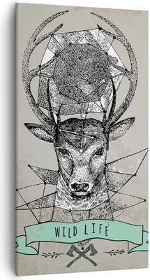 Produktbild von Bild auf Leinwand - Leinwandbild - Hirsch Geweih Wald - 55x100cm - Wand Bild - Wanddeko - Leinwanddruck - Bilder - Kunstdruck - Wanddekoration - Leinwand bilder - Wandkunst - PA55x100-3072