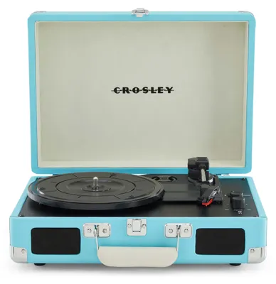 Produktbild von Crosley Cruiser Deluxe, Audio-Plattenspieler mit Riemenantrieb, Türkis, 33 1/3,45,78 RPM, DC-Motor, Drehregler, Voller Bereich