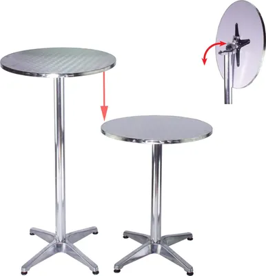 Produktbild von Stehtisch 2in1 höhenverstellbar 70/115cm Ø60cm Aluminium Bistrotisch Bartisch
