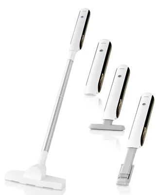 Zdjęcie produktu dla Odkurzacz ręczny samochodowy - bezprzewodowy odkurzacz - moc ssania 100 W - filtr HEPA - 7 końcówek, oświetlenie LED, funkcja dmuchawy, odkurzacz suchy - kolor biały