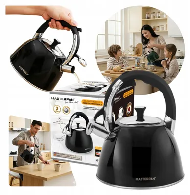 Produktbild von Masterpan Traditioneller Wasserkocher 3L Schwarz Induktion Gas