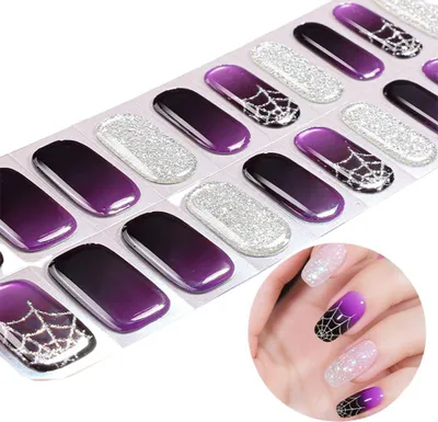 Image de INF Autocollants à Ongles Semi-Durcis Halloween - Motifs Toile d'Araignée UV LED