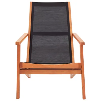 Image de vidaXL Chaise longue de jardin noir eucalyptus massif et textilène
