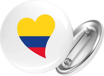 Produktbild von Huuraa Button Kolumbien Flagge Herz 25mm rund mit Sicherheitsnadel Ansteckbutton Geschenkidee