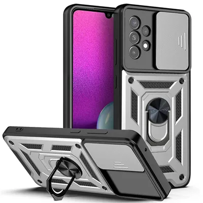 Produktbild von Outdoor Panzer Hülle für Samsung Galaxy A53 5G mit Kameraschutz Ringhalter  Silber