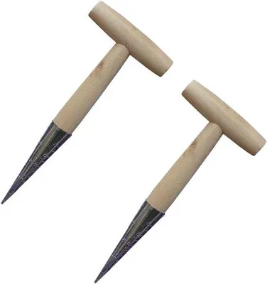 Produktbild von 2er-Set Handzaaimachine 11 Zoll Stahl Zaaimaschine mit Holzgriff Bollenplanter für Pflanzen, Blumen umpflanzen, Tulpen, Narzissen, Dahlien